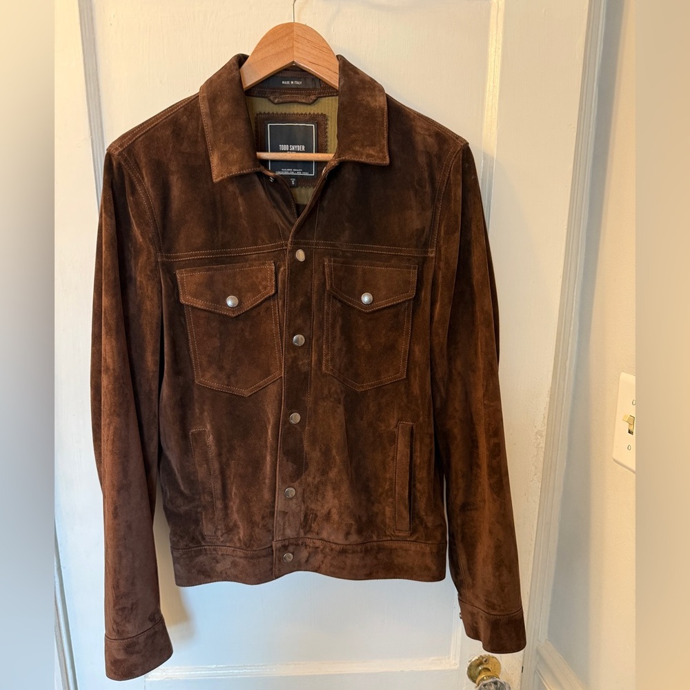 Todd Snyder - Dylan Suede Trucker Jacket - Dark Chocolate Brown - size small